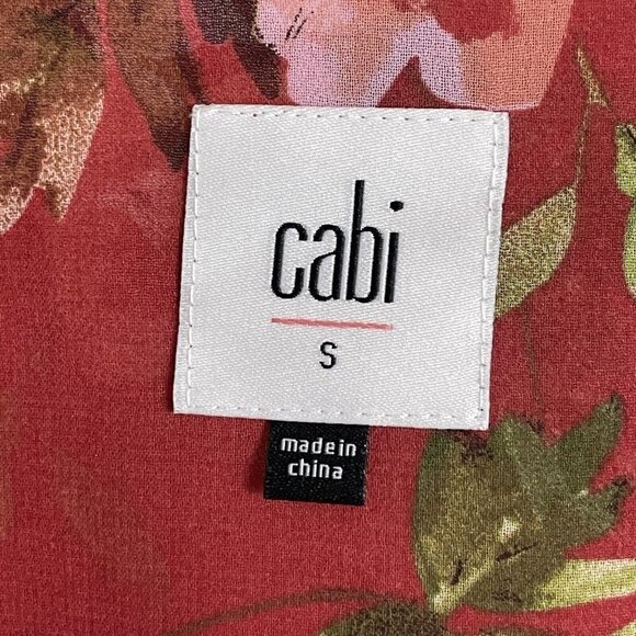 Cabi Devoted Sz S Blouse Red Floral Bell Sleeves Medium 3590 Multi Color Layered - Picture 7 of 8